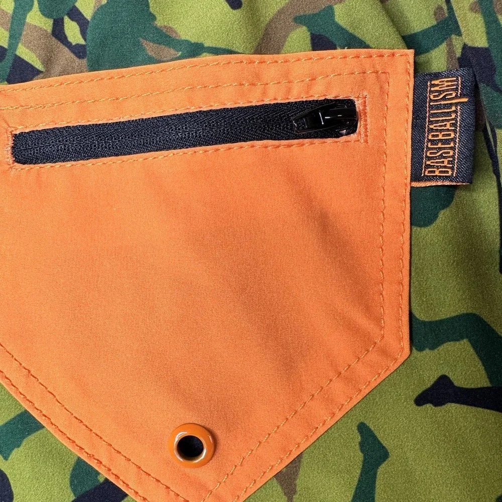 BASEBALLISM Mens Size Medium Camouflage Baseball Swim‎ Trunks Orange Trim